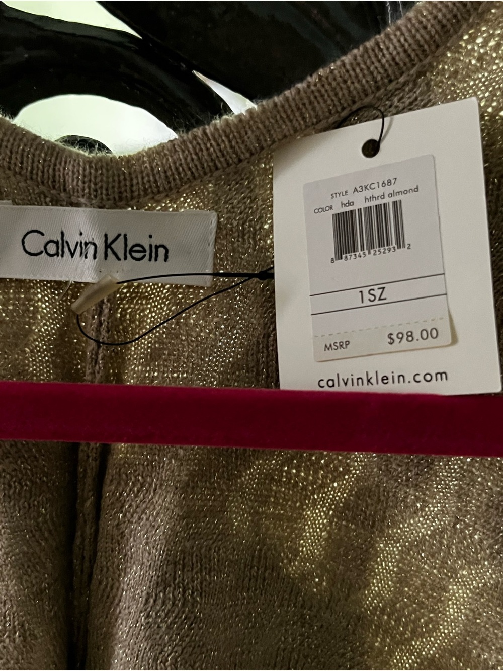 Calvin Klein Shimmer Knit Top in Almond Gold